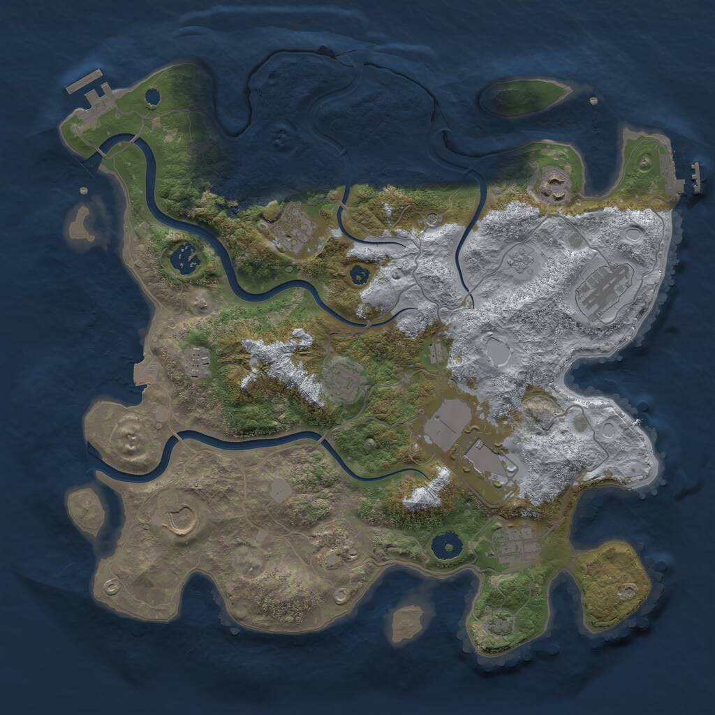 Rust Map: Procedural Map, Size: 3700, Seed: 2117556666, 16 Monuments
