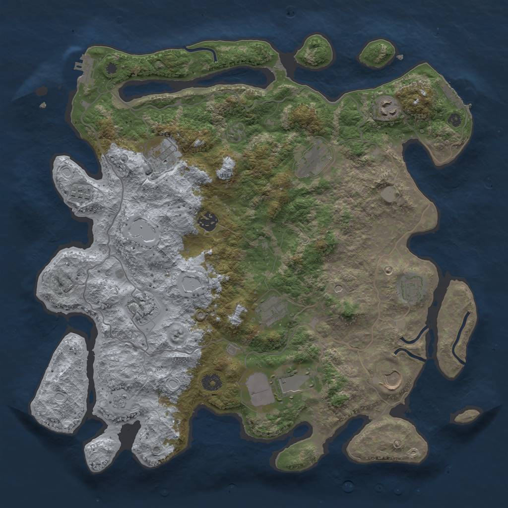 Rust Map: Procedural Map, Size: 4000, Seed: 111097, 17 Monuments