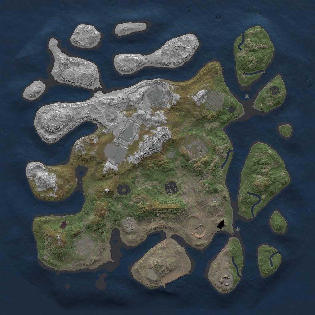 Rust Map: Procedural Map, Size: 3700, Seed: 13304, 16 Monuments