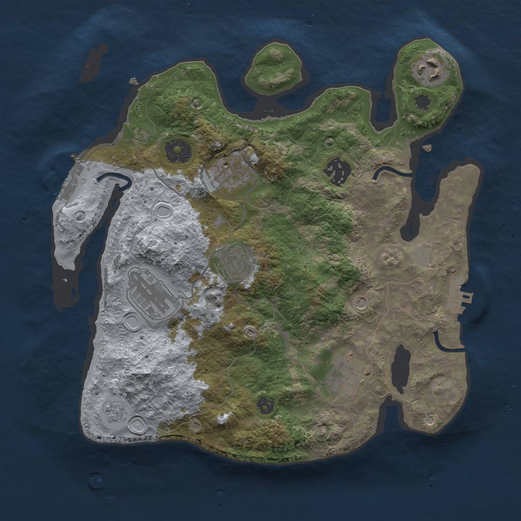 Rust Map: Procedural Map, Size: 3000, Seed: 1850411166, 13 Monuments