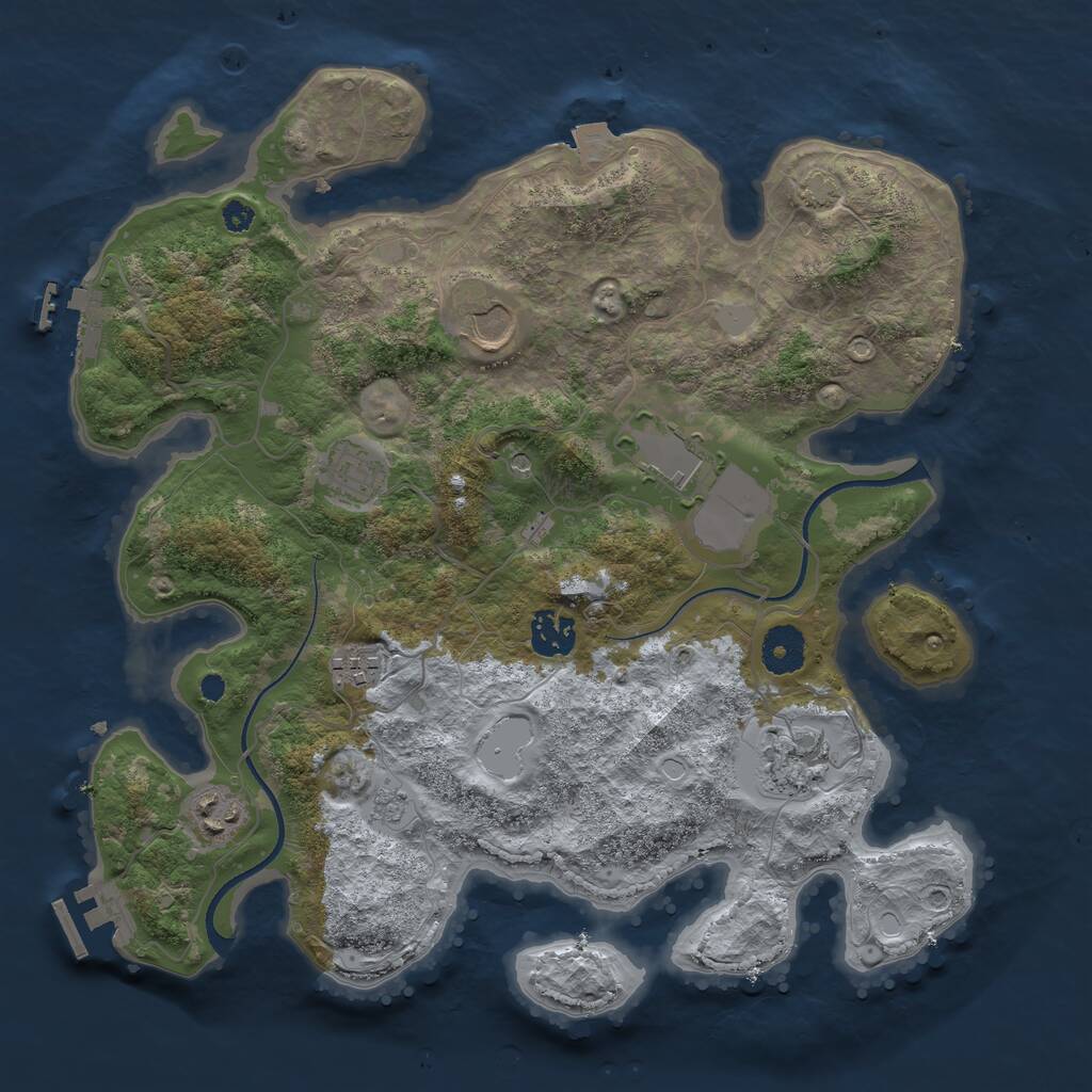 Rust Map: Procedural Map, Size: 3500, Seed: 7645436, 13 Monuments