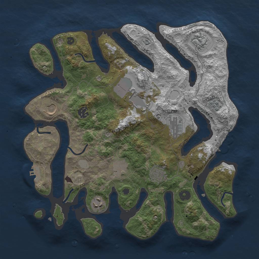 Rust Map: Procedural Map, Size: 3500, Seed: 698917064, 17 Monuments