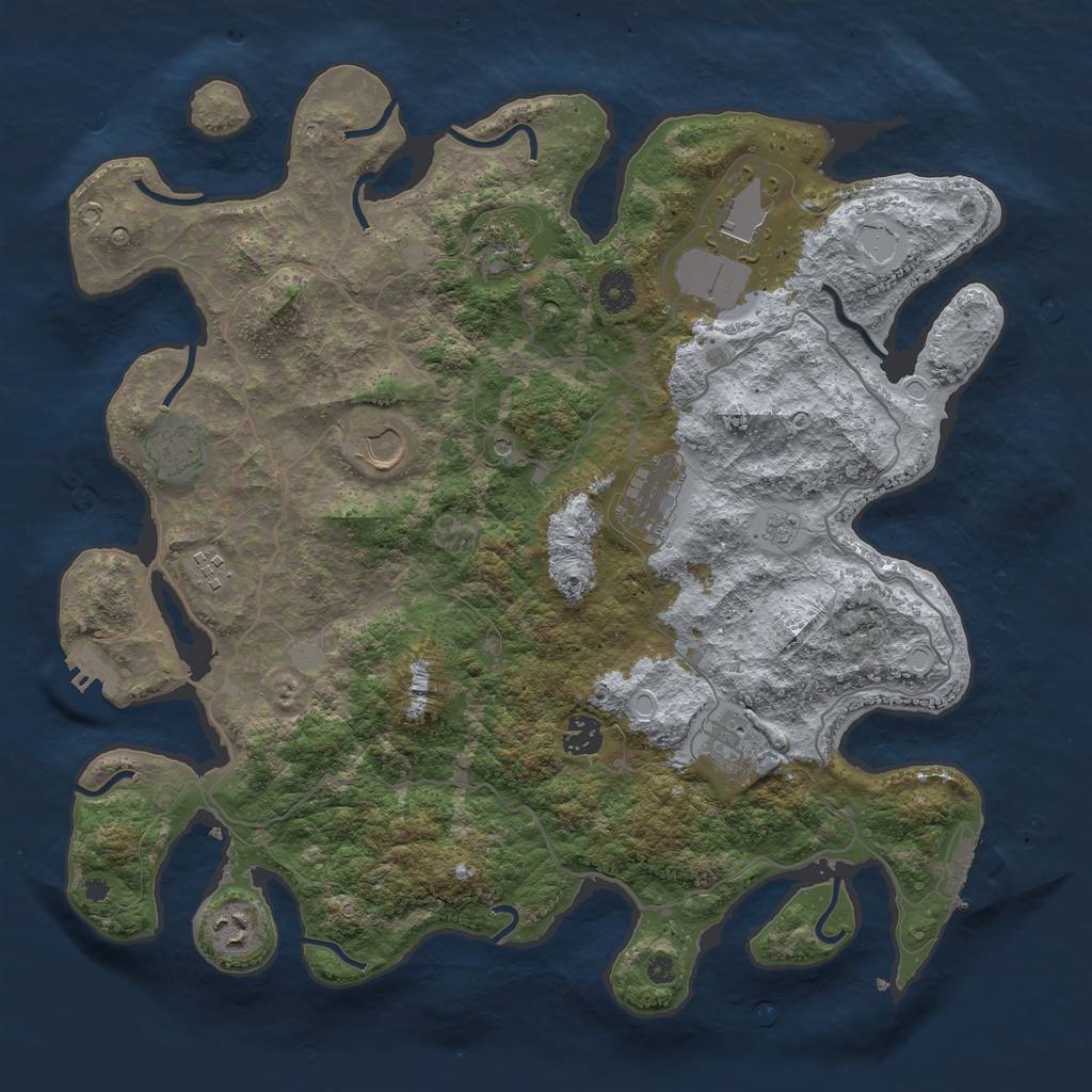 Rust Map: Procedural Map, Size: 4000, Seed: 517048, 18 Monuments