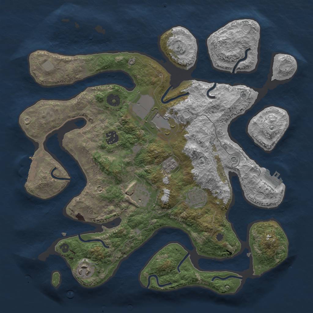 Rust Map: Procedural Map, Size: 3550, Seed: 866357, 14 Monuments