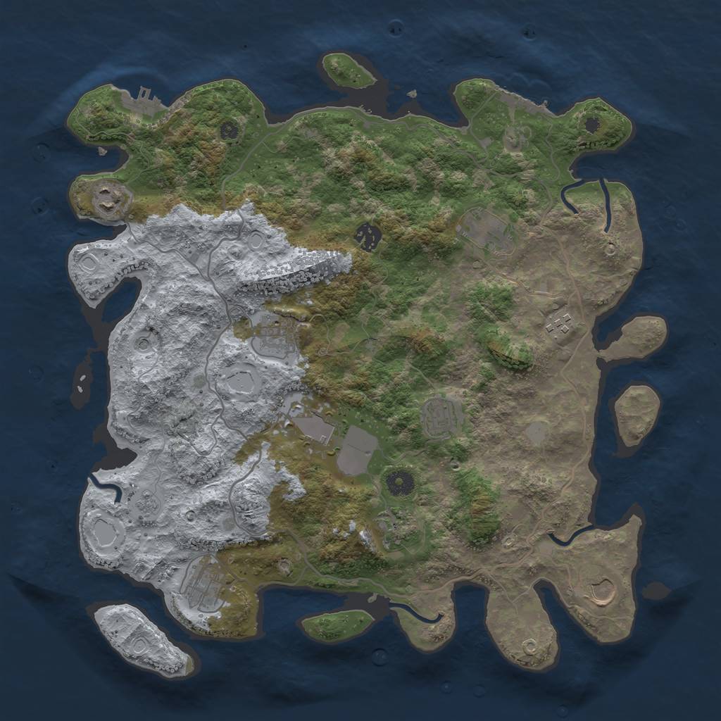 Rust Map: Procedural Map, Size: 4000, Seed: 136323, 17 Monuments