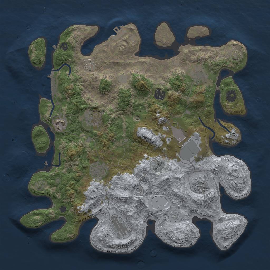 Rust Map: Procedural Map, Size: 3550, Seed: 183338, 17 Monuments
