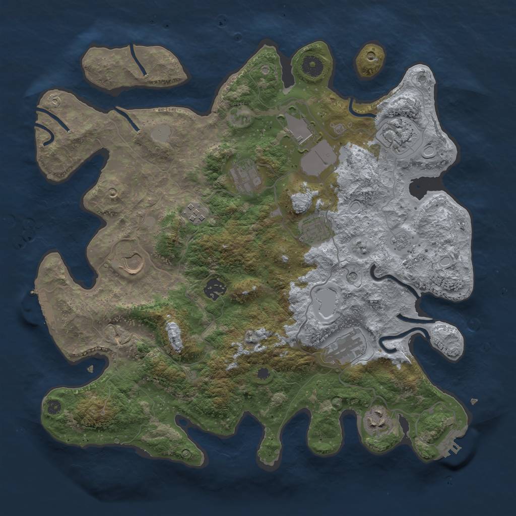 Rust Map: Procedural Map, Size: 3700, Seed: 59647, 18 Monuments