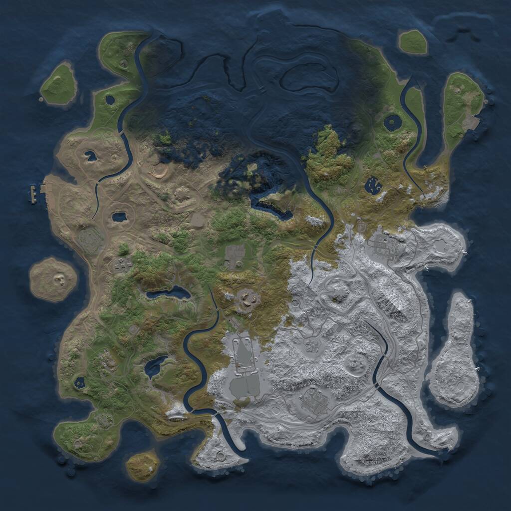 Rust Map: Procedural Map, Size: 4500, Seed: 1410938412, 16 Monuments