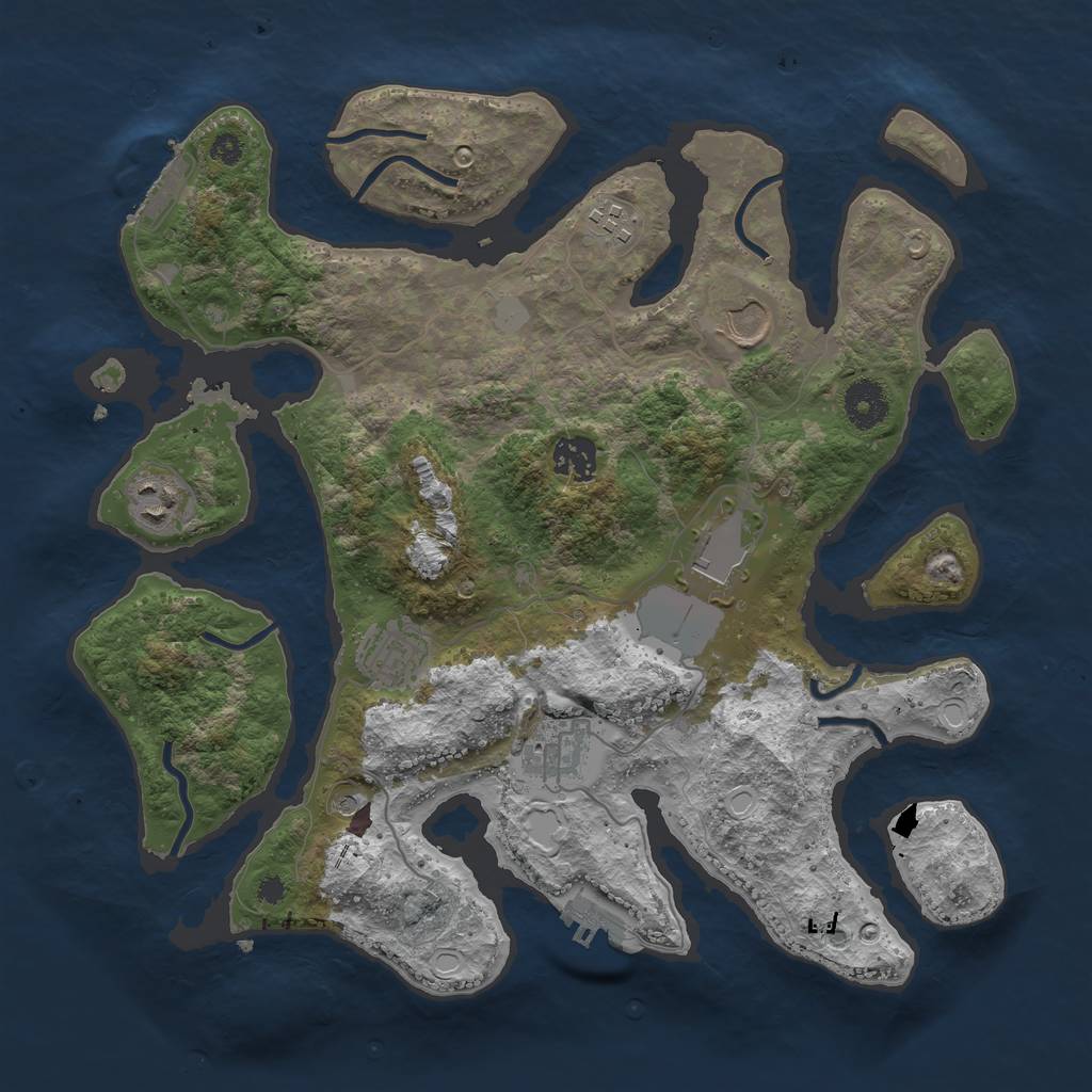 Rust Map: Procedural Map, Size: 3550, Seed: 972750, 15 Monuments