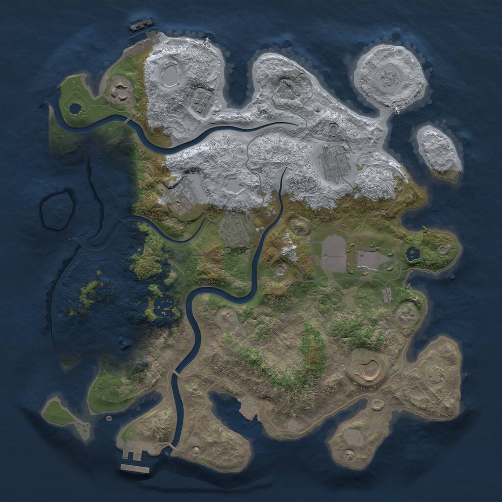 Rust Map: Procedural Map, Size: 3550, Seed: 18667, 14 Monuments
