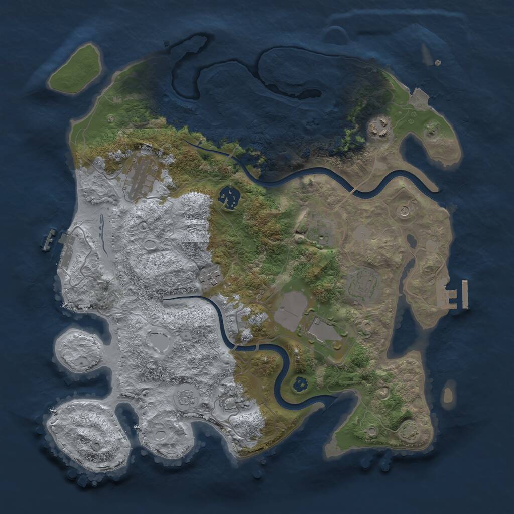 Rust Map: Procedural Map, Size: 3550, Seed: 523939, 14 Monuments