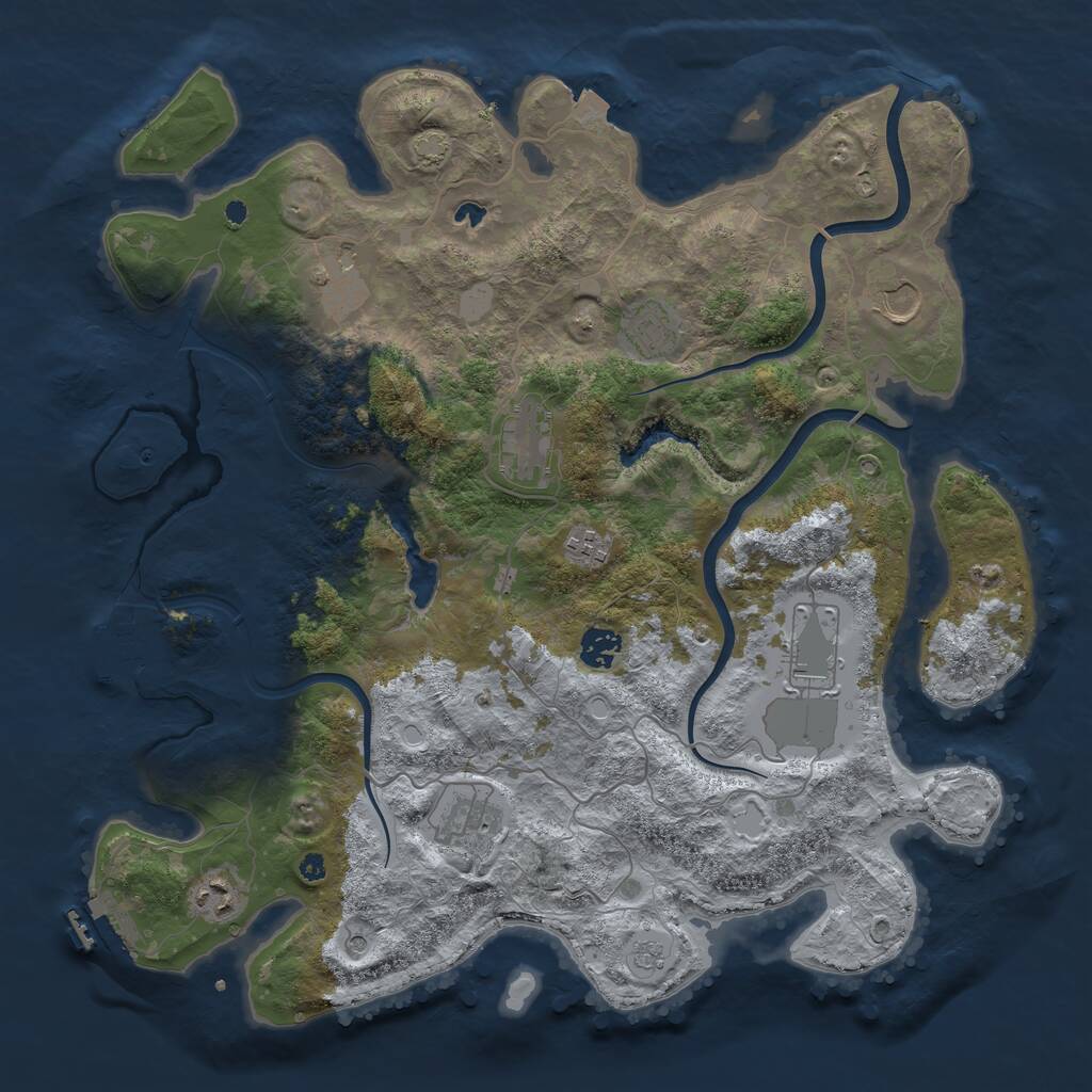 Rust Map: Procedural Map, Size: 4000, Seed: 18572351, 15 Monuments