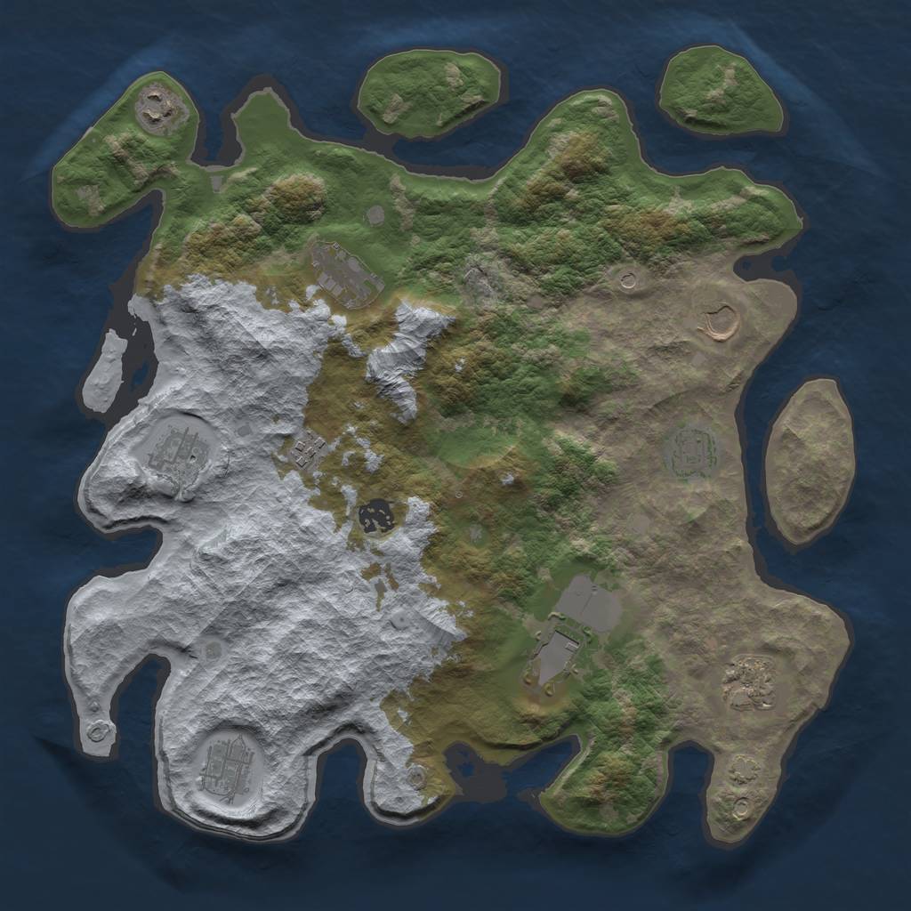 Rust Map: Barren, Size: 3850, Seed: 66214569, 14 Monuments