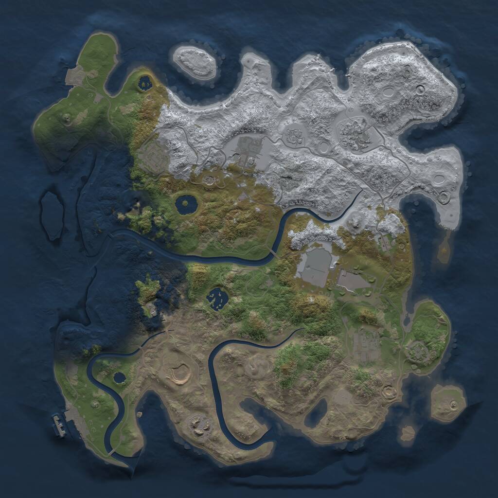 Rust Map: Procedural Map, Size: 3550, Seed: 419112, 14 Monuments