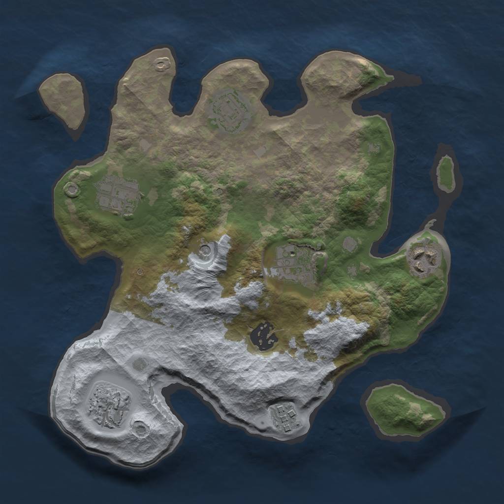 Rust Map: Barren, Size: 2800, Seed: 2147483647, 10 Monuments