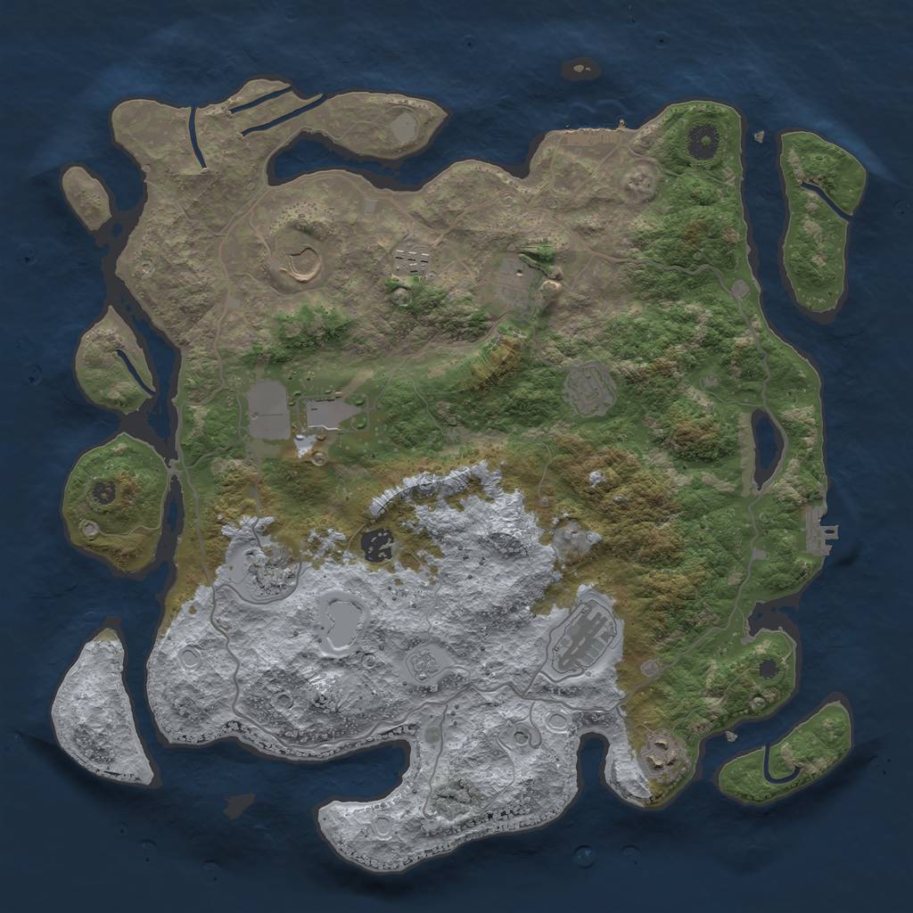 Rust Map: Procedural Map, Size: 4000, Seed: 494314163, 16 Monuments