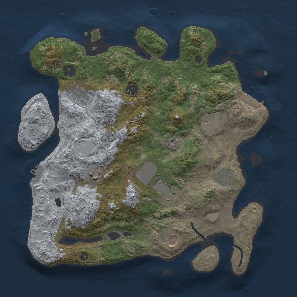 Rust Map: Procedural Map, Size: 3550, Seed: 213605, 14 Monuments