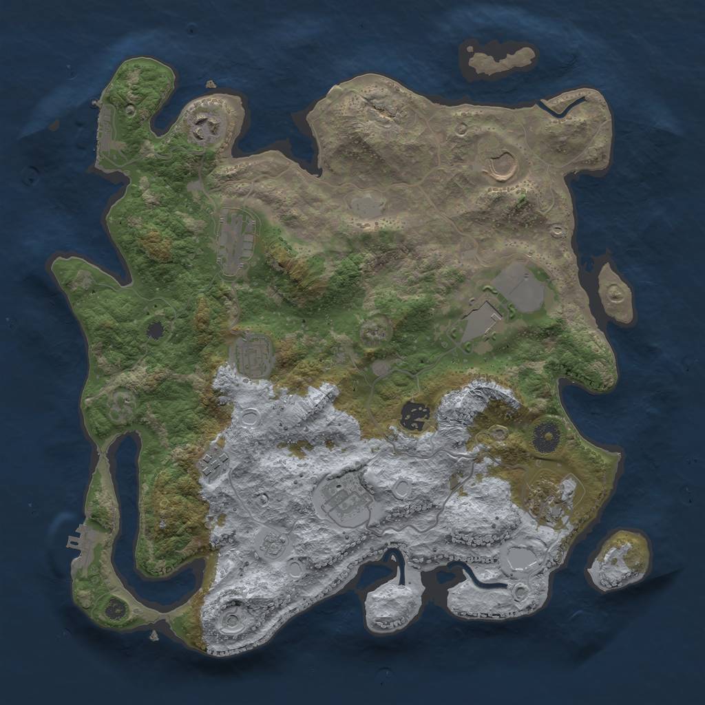 Rust Map: Procedural Map, Size: 3600, Seed: 1787204511, 16 Monuments