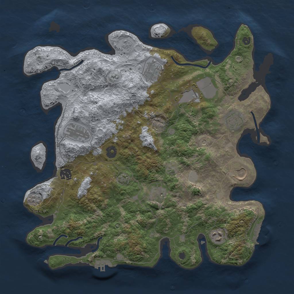 Rust Map: Procedural Map, Size: 3700, Seed: 1062449195, 17 Monuments