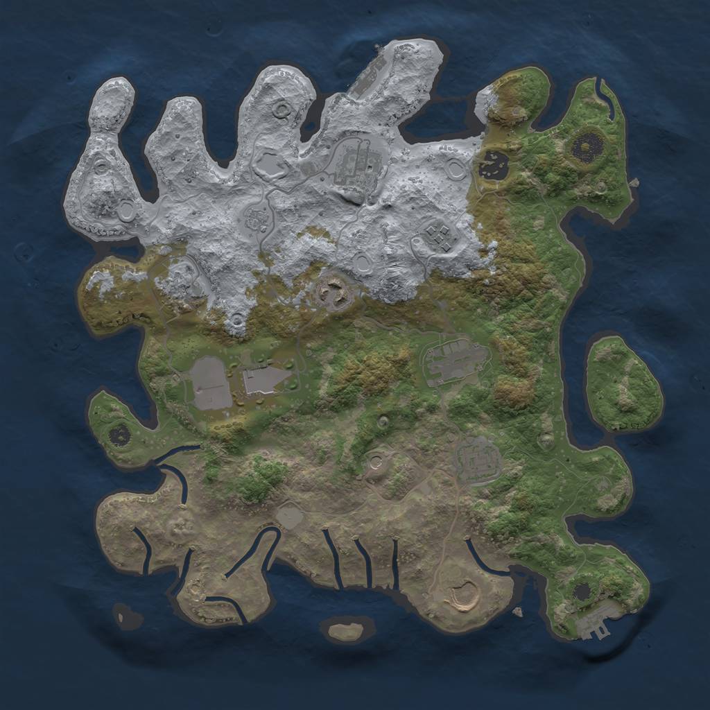 Rust Map: Procedural Map, Size: 3500, Seed: 15466742, 16 Monuments