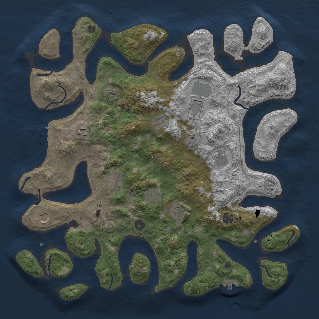 Rust Map: Procedural Map, Size: 4500, Seed: 234327122, 19 Monuments