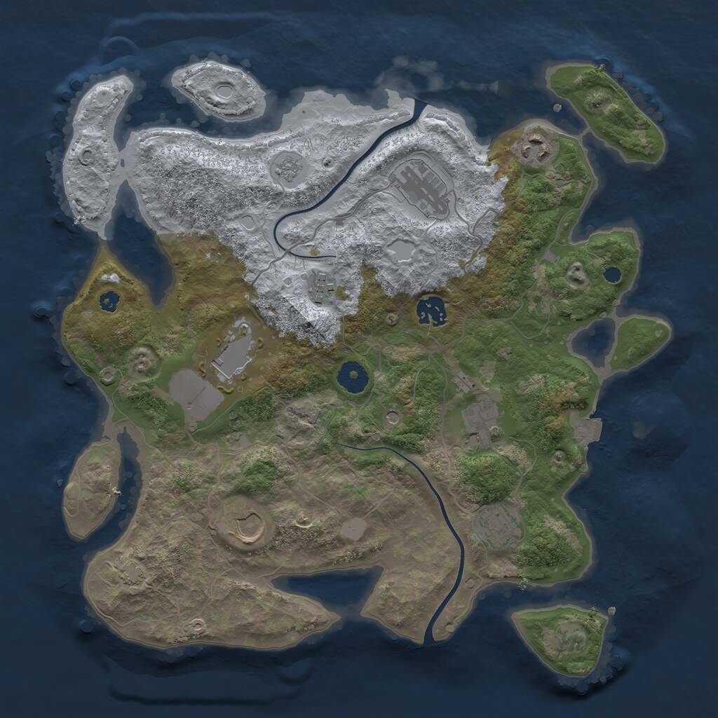 Rust Map: Procedural Map, Size: 3550, Seed: 766444, 12 Monuments