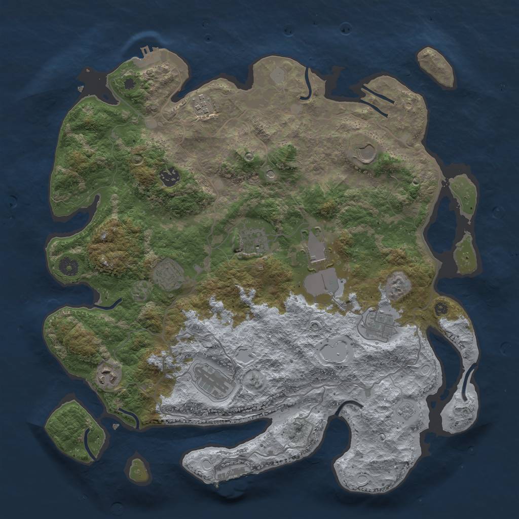 Rust Map: Procedural Map, Size: 4000, Seed: 697210344, 16 Monuments