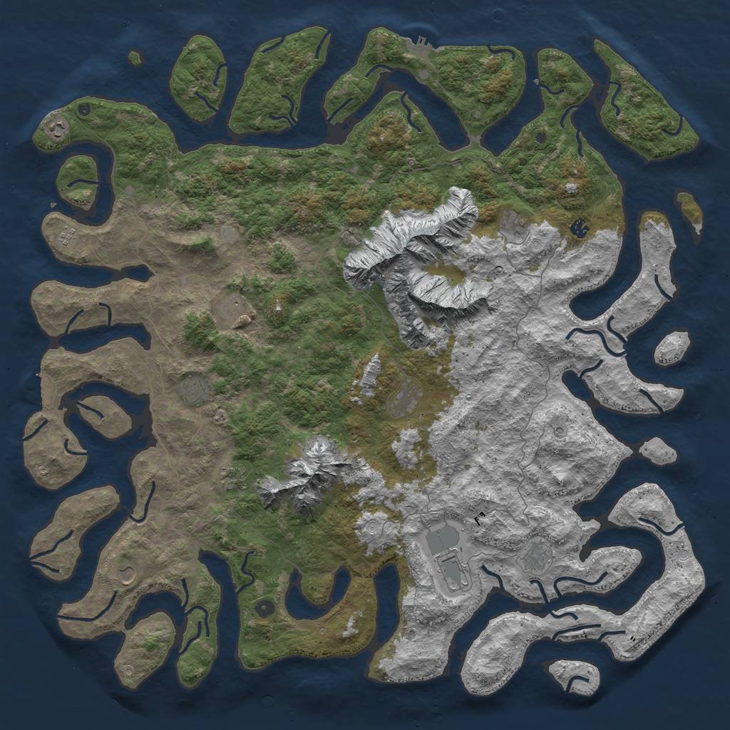 Rust Map: Procedural Map, Size: 6000, Seed: 617781500, 19 Monuments