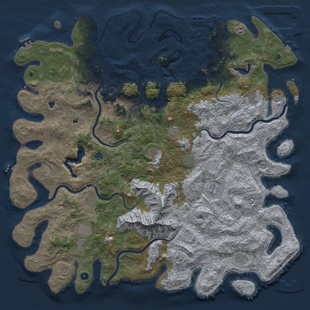 Rust Map: Procedural Map, Size: 6000, Seed: 617781500, 17 Monuments