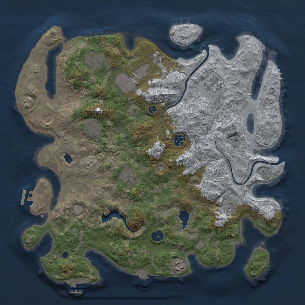 Rust Map: Procedural Map, Size: 4000, Seed: 738855, 16 Monuments