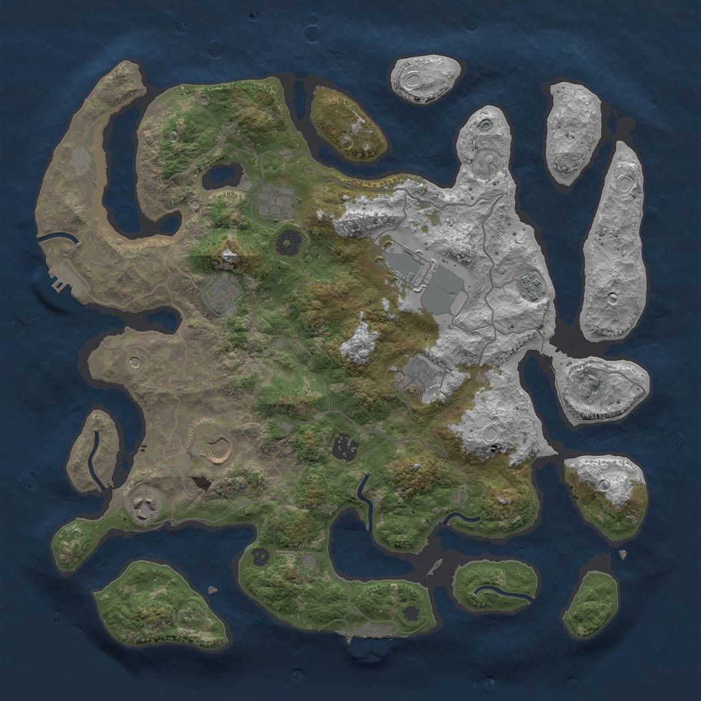 Rust Map: Procedural Map, Size: 4000, Seed: 738855, 16 Monuments