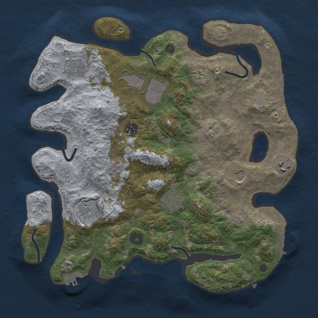 Rust Map: Procedural Map, Size: 3550, Seed: 948769, 17 Monuments