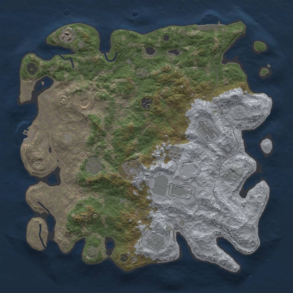 Rust Map: Procedural Map, Size: 4000, Seed: 273352, 17 Monuments