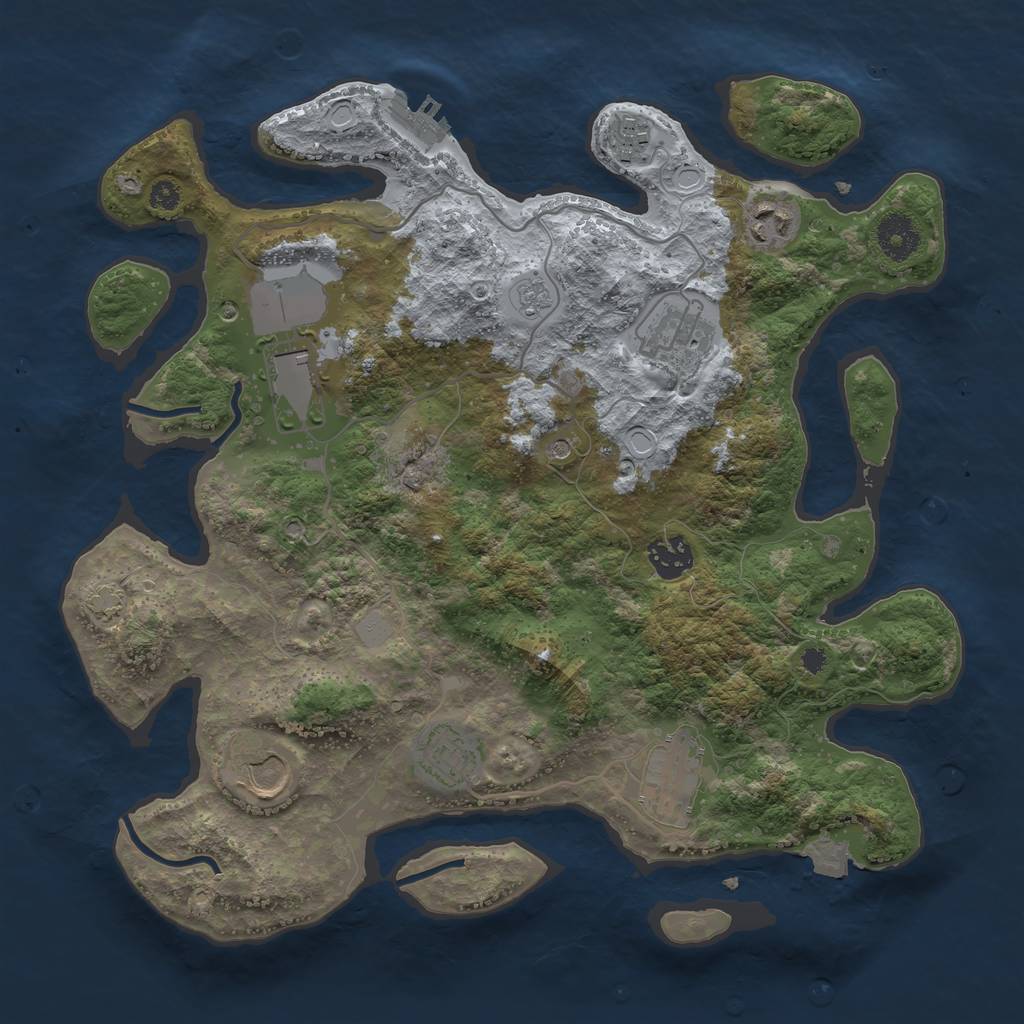 Rust Map: Procedural Map, Size: 3500, Seed: 38161587, 15 Monuments