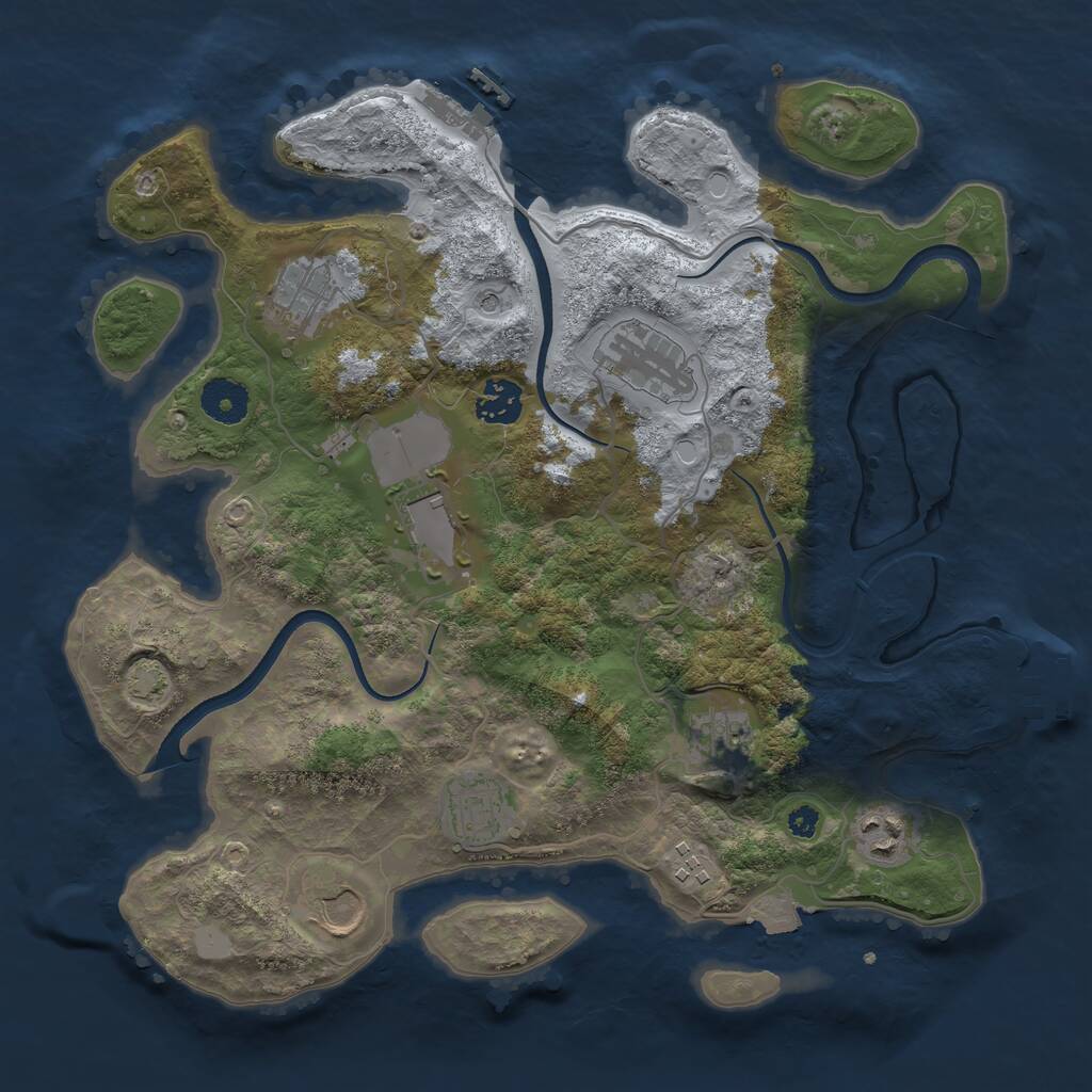 Rust Map: Procedural Map, Size: 3500, Seed: 38161587, 14 Monuments
