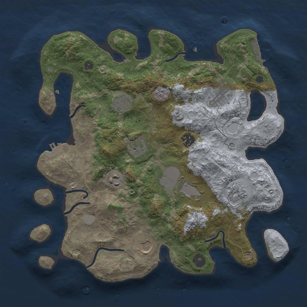 Rust Map: Procedural Map, Size: 3550, Seed: 692378, 16 Monuments