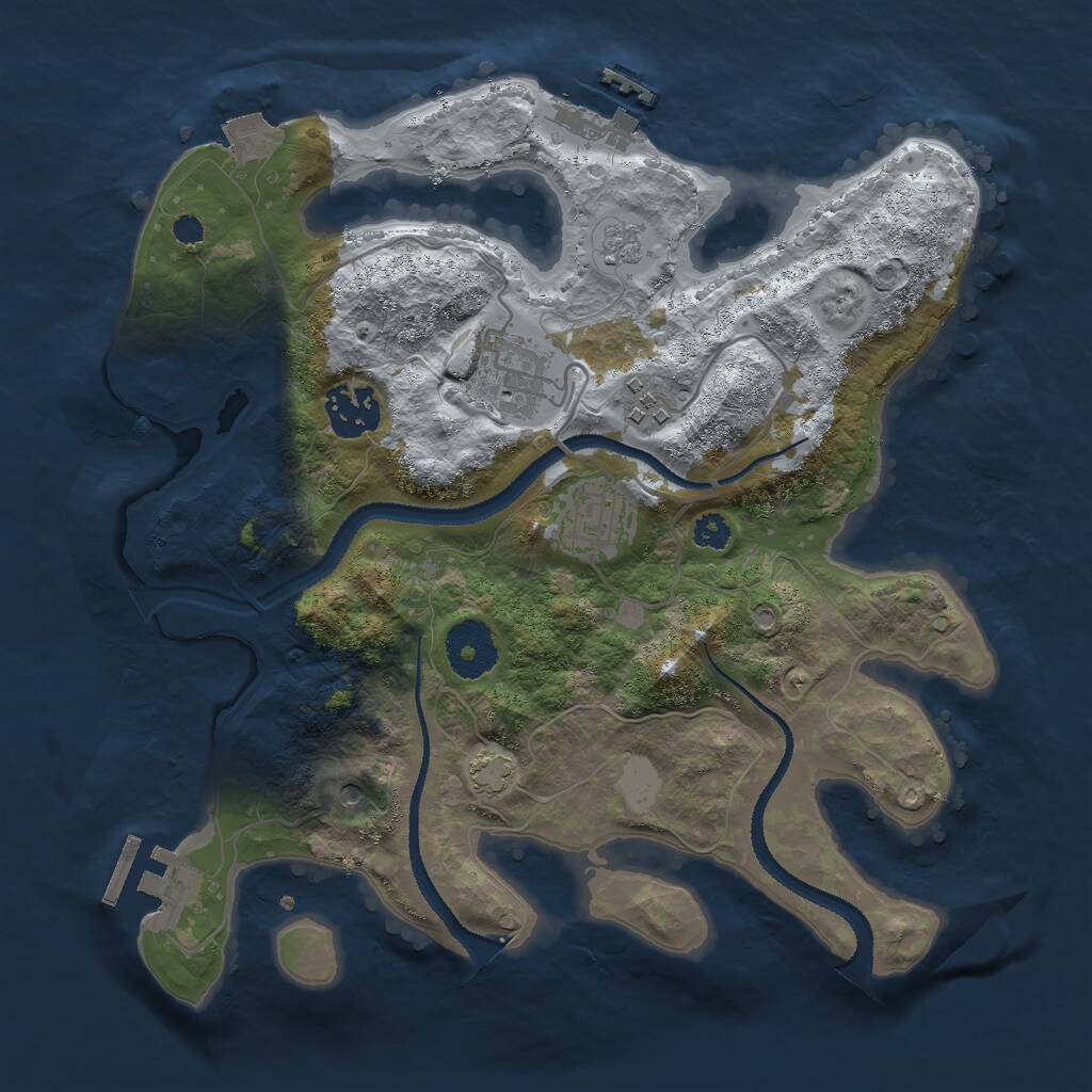 Rust Map: Procedural Map, Size: 3000, Seed: 596926, 10 Monuments