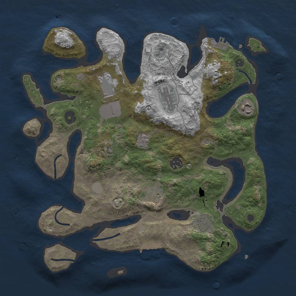 Rust Map: Procedural Map, Size: 3550, Seed: 518591, 16 Monuments
