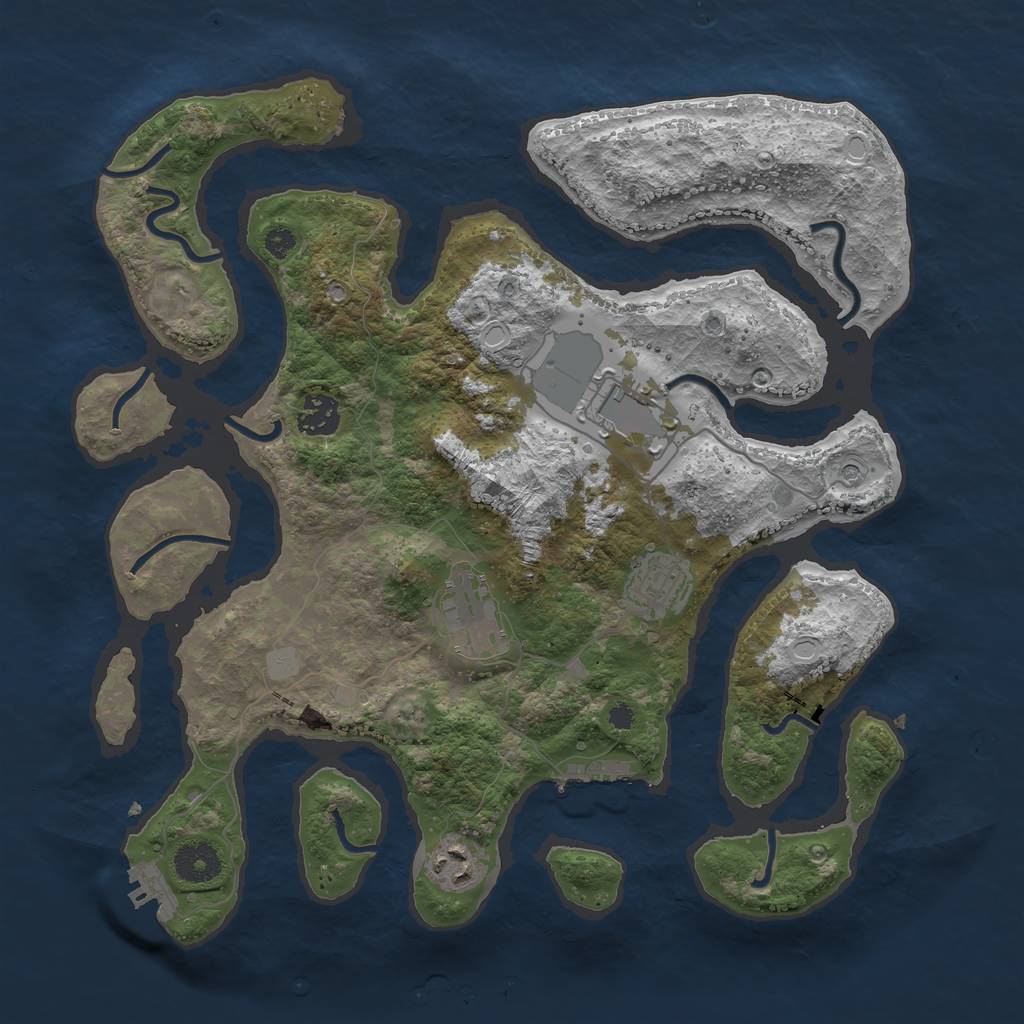 Rust Map: Procedural Map, Size: 3550, Seed: 683657, 13 Monuments