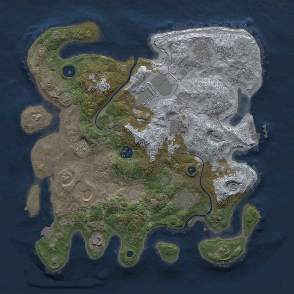 Rust Map: Procedural Map, Size: 3550, Seed: 683657, 13 Monuments