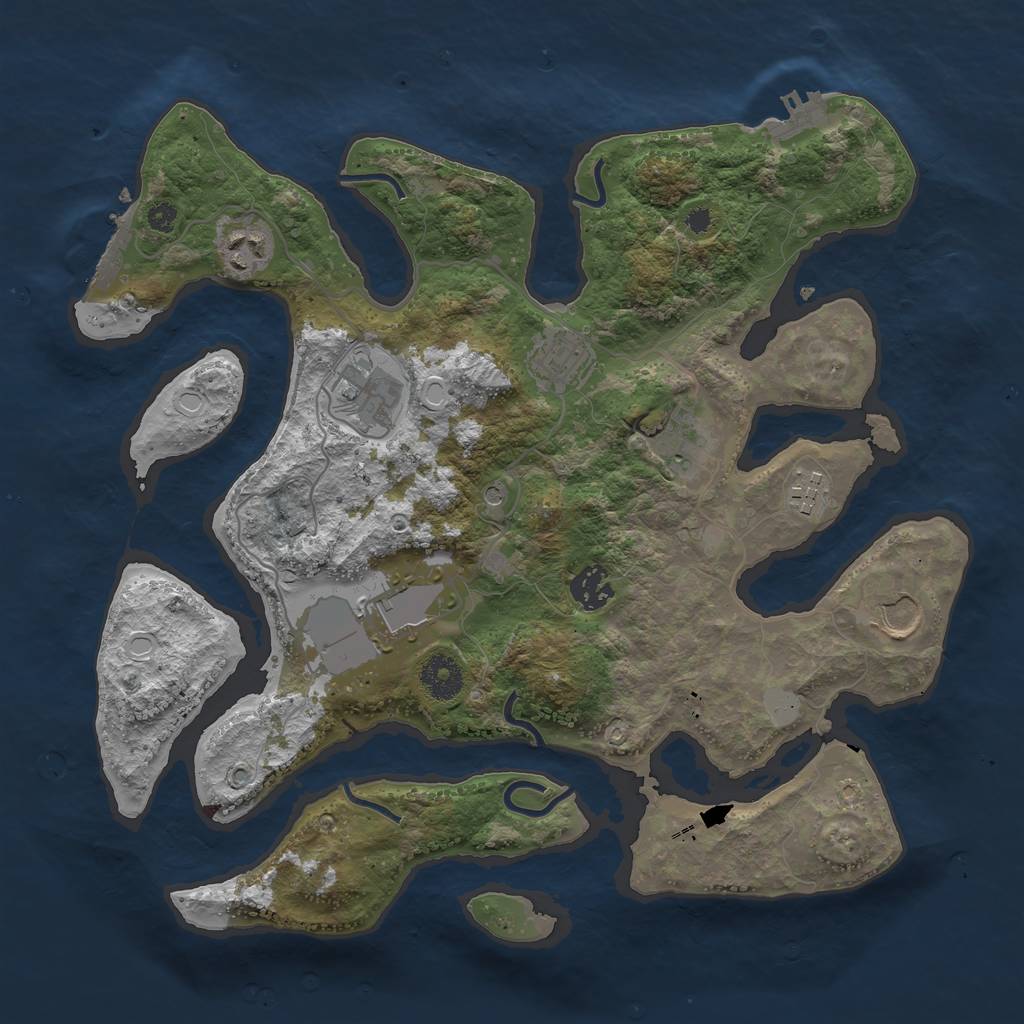 Rust Map: Procedural Map, Size: 3550, Seed: 469581, 16 Monuments