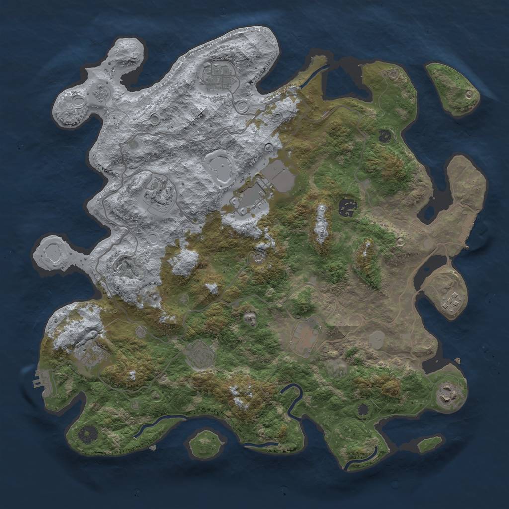 Rust Map: Procedural Map, Size: 4000, Seed: 415736, 16 Monuments