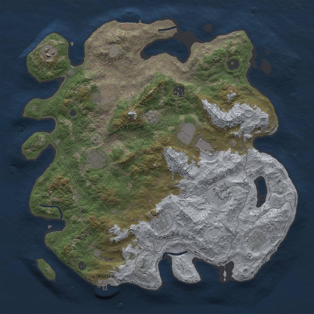 Rust Map: Procedural Map, Size: 4000, Seed: 6639, 16 Monuments