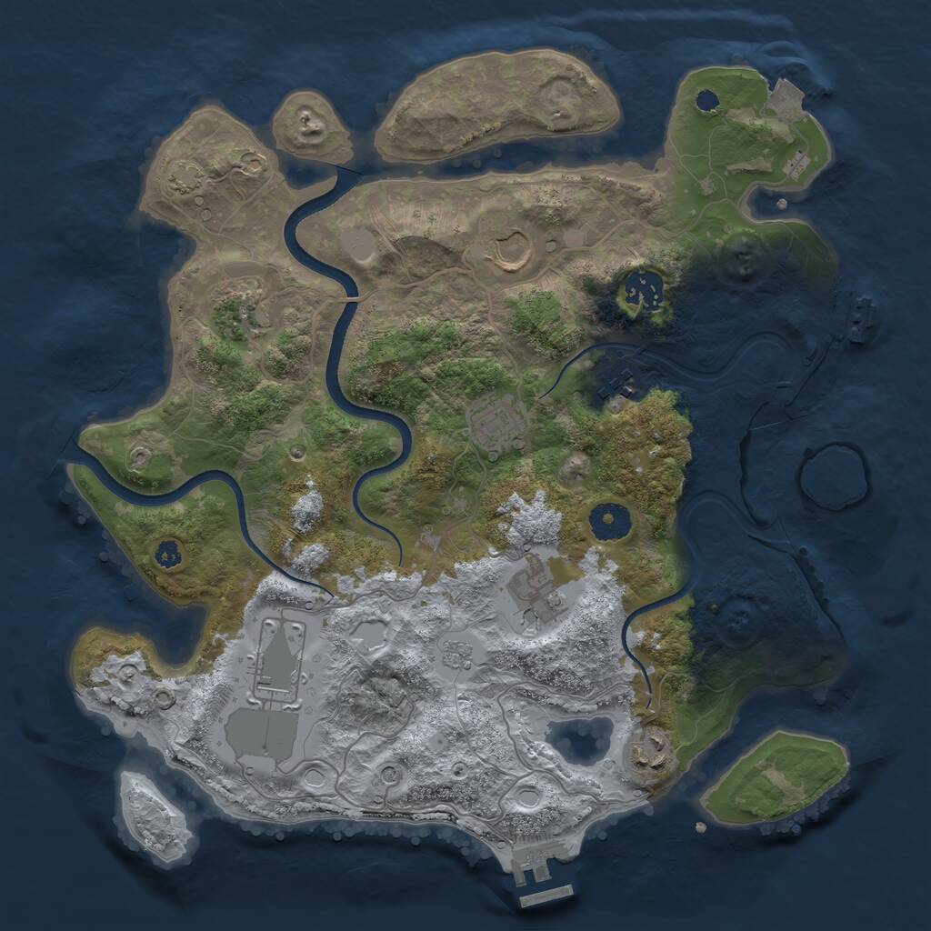 Rust Map: Procedural Map, Size: 3500, Seed: 1623107, 14 Monuments