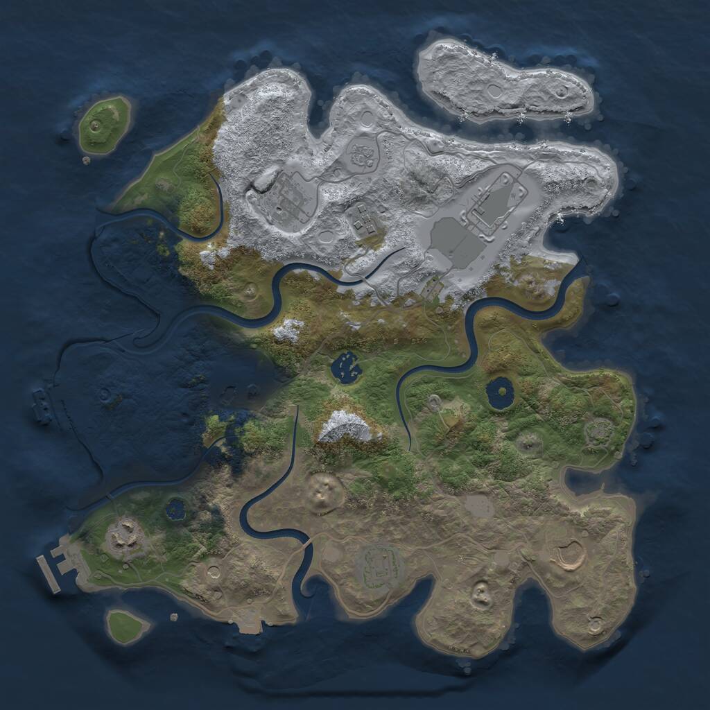 Rust Map: Procedural Map, Size: 3550, Seed: 204633, 14 Monuments