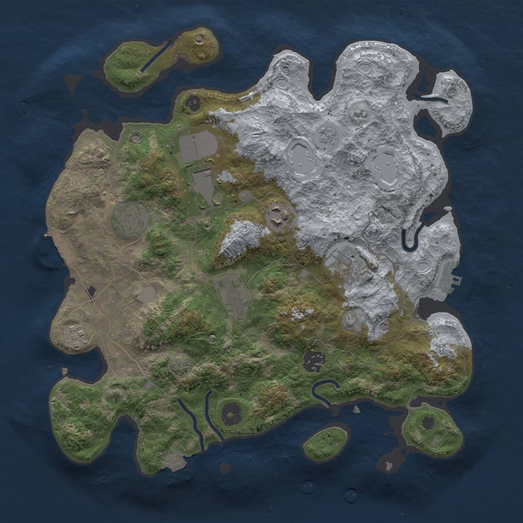 Rust Map: Procedural Map, Size: 3550, Seed: 283833, 15 Monuments