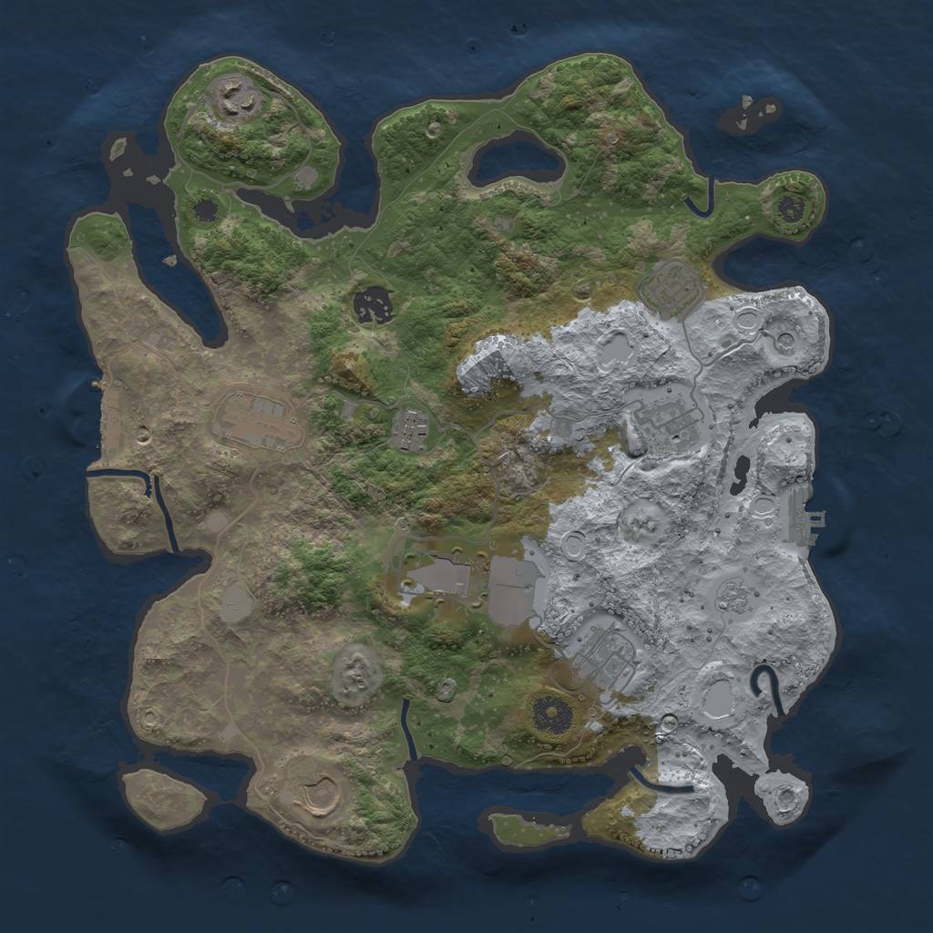 Rust Map: Procedural Map, Size: 3550, Seed: 776368, 16 Monuments
