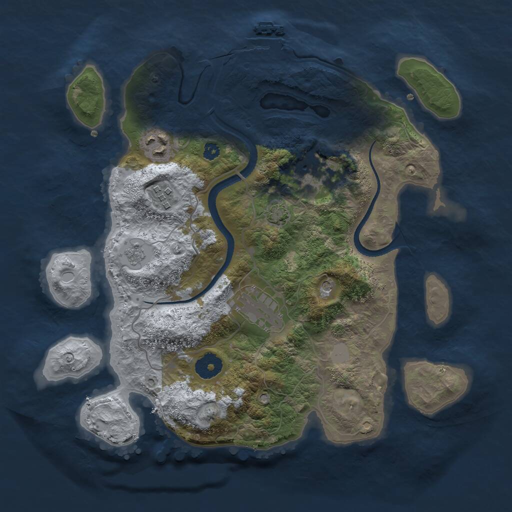Rust Map: Procedural Map, Size: 3000, Seed: 53873658, 9 Monuments
