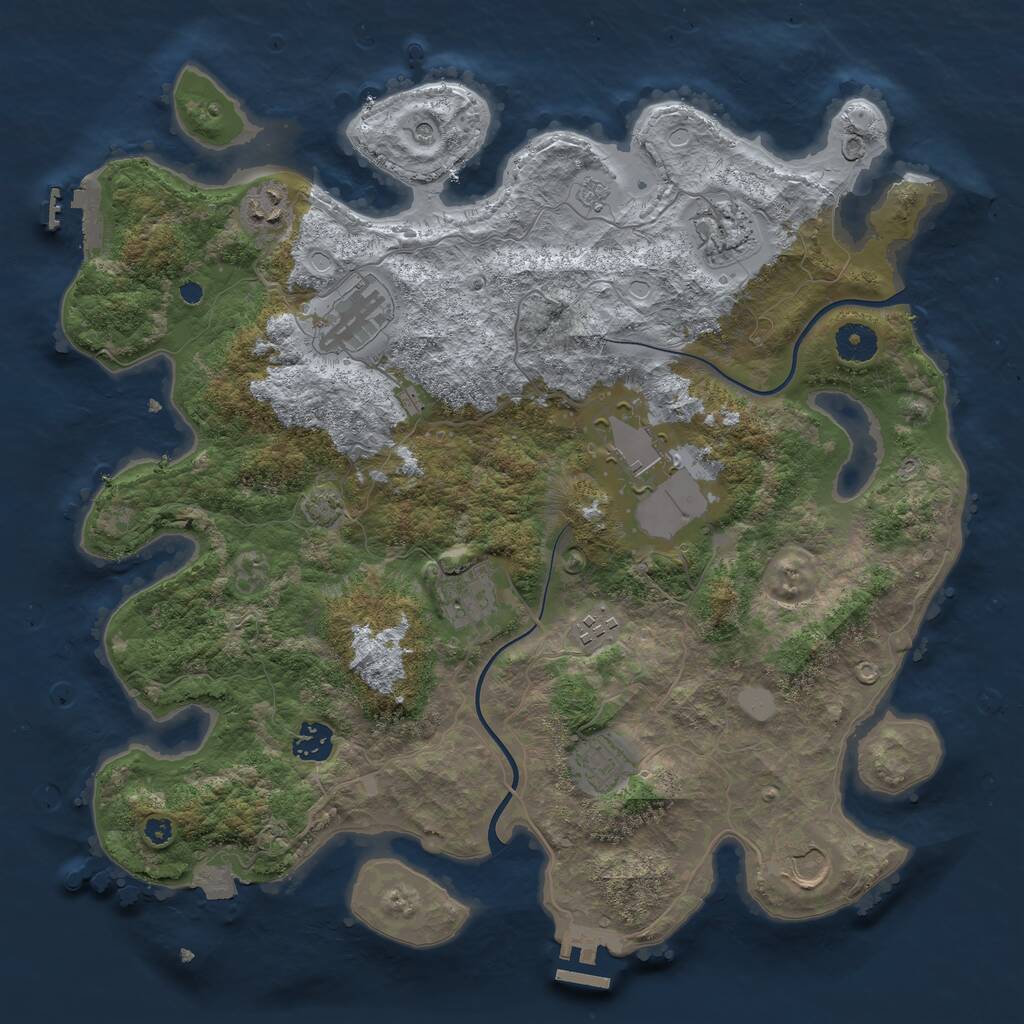 Rust Map: Procedural Map, Size: 3800, Seed: 864952663, 15 Monuments