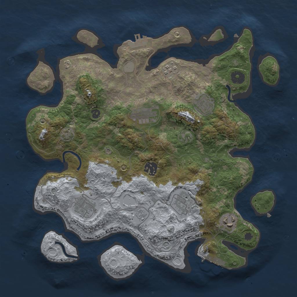 Rust Map: Procedural Map, Size: 3300, Seed: 1586958412, 15 Monuments